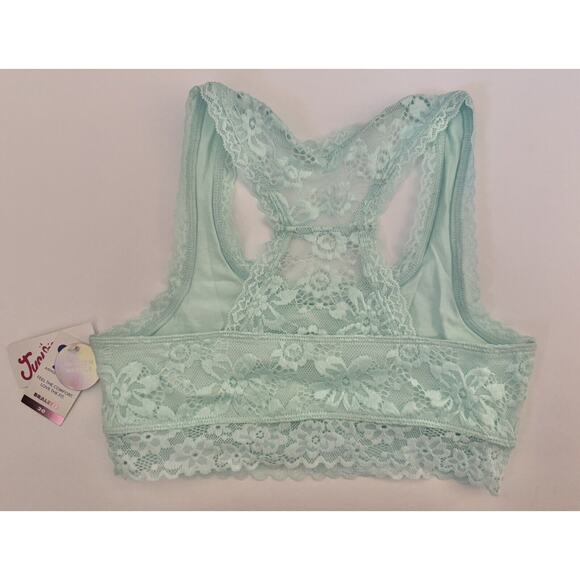 Justice Mint Green Aqua Full Coverage Racerback Floral Lace Bralette Size 30 - Picture 5 of 5